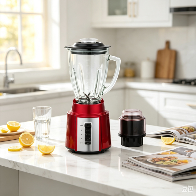 1.5L Stainless Steel Housing Glass Jar Electric Blender with Variable Speed and Mashing Function for Kitchen Use