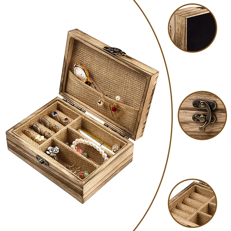 पेशेवर कारखाने उत्पाद कस्टम लक्जरी लकड़ी घड़ी गहने बॉक्स भंडारण गहने बॉक्स लकड़ी