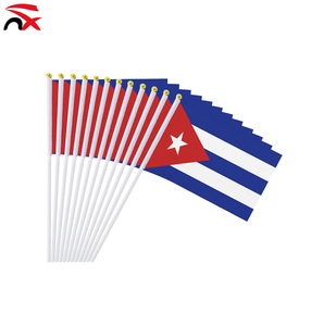 Entrega Rápida, Mini Bandera de Mano, Decoración para Festivales al Aire Libre, 14*21cm, Impresión Digital, Bandera de <span class=keywords><strong>Cuba</strong></span> de Poliéster para Sostener con la Mano - Product Image 1