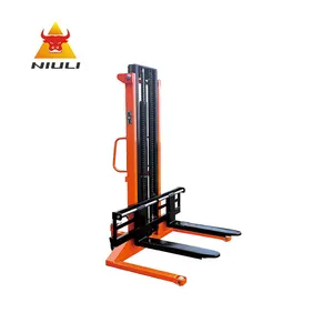 NIULI Heavy duty ad azionamento manuale carrelli elevatori larga elevatori 1Ton 2m 2.5m 3.0m Straddle gamba mano stacker sollevatori