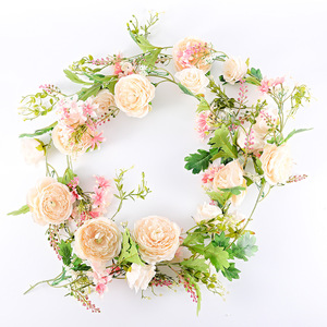 Meihon Artificial Rose Vines Silk Flower Wall Decoration 100cm-200cm <b>Wedding</b> <b>Arch</b> Staircase Decor - Product Image 5