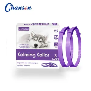 Collar calmante ajustable de 3 Paquetes de feromonas de aceite esencial para perros y gatos