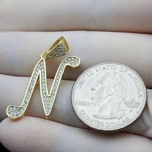 Colgante con Letra del Alfabeto N, Colgante de Diamante Moissanite sin Cadena, Plata de Ley 925, Estilo Iced Out, Regalo de Cumpleaños, Colgante con Letra - Product Image 2
