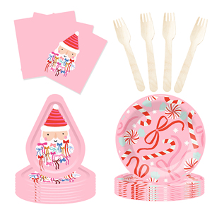DAMAI New Disposable the Factory Sells Christmas Hats and Christmas Bows in pink Special-shaped Paper Plates - Product Image 4