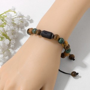 Bracelet en pierre d'œil de tigre naturelle de 8 mm, bracelet en corde tressée à la main, bracelet pour <span class=keywords><strong>homme</strong></span> et femme, signe <span class=keywords><strong>du</strong></span> zodiaque, bijoux, cadeau d'anniversaire - Product Image 3