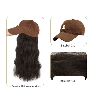 MIO moda wave berretto da baseball parrucca lunghi <span class=keywords><strong>ricci</strong></span> parrucca <span class=keywords><strong>capelli</strong></span> sintetici extension naturale alla ricerca di parrucche cappello da baseball - Product Image 4