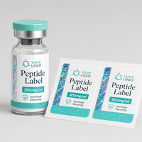 Étiquettes autocollantes holographiques argentées personnalisées anti-contrefaçon pour peptides, 50 unités