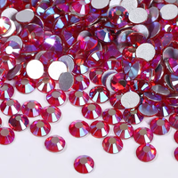Kristal Kuku AB Non Hot Fix, Rhinestone Kaca Elektroplating Warna AB, Kristal Rhinestone Flatback Longgar untuk Kerajinan DIY