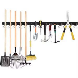 Organisateur d'outils de jardin en métal, organisateur d'outils de garage réglable, organisateurs de garage à fixation murale, supports de rangement avec crochets robustes - Product Image 1