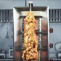 Mesin Bakar Kebab Shawarma Berputar Gas Komersial 2/3/4 Pembakar Shawarma