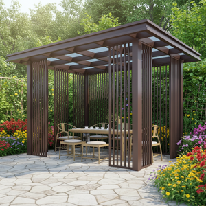 Gazebo Tradicional Chino <span class=keywords><strong>de</strong></span> Aluminio <span class=keywords><strong>con</strong></span> Techo <span class=keywords><strong>de</strong></span> Vidrio Templado, Eléctrico e Inteligente, para Patio, Terraza o Villa - Product Image 3