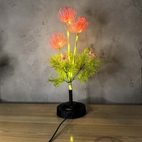 Lampe de table à 32 LED, alimentée par USB, avec fleur artificielle, lys araignée rouge, lampe arbre à fleurs papillon