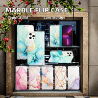 Étui portefeuille en cuir PU à motif marbre iExplore pour 17Promax Galaxy s25 A06 A16 A36 A56 M35 M55 Vivo Y77 Tecno Spark 8