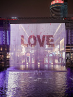 Équipement de fontaine à rideau d'eau interactif de conception moderne Yanyi Waterscape, construction métallique, utilisation en extérieur et en intérieur, 220V, garantie de 2 ans