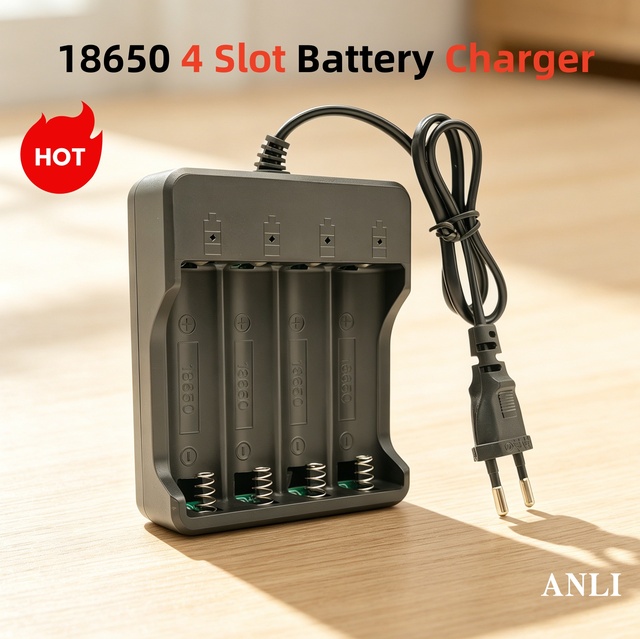 18650 4 Slot Battery Charger Smart Li-ion Rechargeable Power Supply for Flashlight Headlamp Outdoor Camping Travel Use