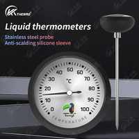 Stainless Steel Dial Instant Read Temperature Instrument Home Kitchen Pocket Clip for Measuring Milk Cooking Temperatures Oven
