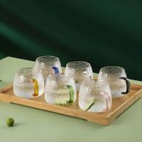 Tasses à thé en verre avec poignée colorée Tasses à thé en verre borosilicate transparent avec motif de marteau pour expresso Cappuccino Latte Juice