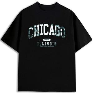 Camiseta Chicago Illinois para hombre, cuello redondo de algodón, diseño estampado de ajuste regular - Product Image 1