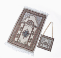 Tapis de prière floral rembourré en polyester avec sac de transport, antidérapant, tapis musulman Sajjadah pliable et portable pour la maison et les voyages