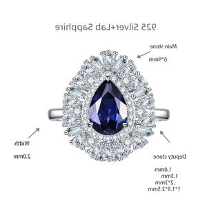 Anillo de Silicona con Zafiro de All Fashion Lab, Gema en Forma de Gota de Agua de 1.5 Quilates, Joyería Vintage Chapada en Rodio y Oro - Product Image 6