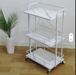 Carrito de Peluquería Moderno en Blanco y Negro, Carrito de Salón de Lujo, Portátil, de Alta Calidad, para Herramientas Pequeñas, en Venta - Product Image 5