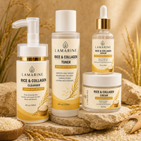 Kit Facial Complet Anti-Âge au Collagène de Riz et Vitamine C : Nettoyant, Tonique, Sérum, Crème, Affinant les Pores – Vente en Gros, Marque Privée