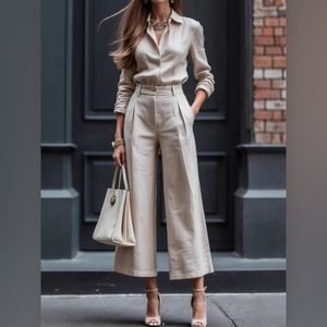 Women's Casual Chic Cardigan Long-Sleeve Top & Loose <b>Pants</b> 2-Piece Set Fashion - Product Image 6