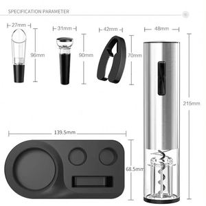 Tire-bouchon électrique professionnel en acier inoxydable avec logo personnalisé, ensemble d'ouvre-bouteilles à vin - Product Image 3