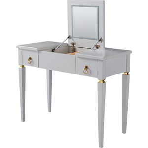 Bàn trang điểm phòng ngủ phong cách Bắc Âu hiện đại bằng gỗ nguyên khối có gương và ngăn chứa đồ, nội thất gia đình, chất liệu kim loại - Product Image 5