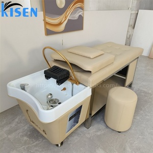 KISEN High Quality Electric Massage Japanese Head Spa Shampoo Bowl <b>Tables</b> <b>Bed</b> Hair Salon Wash Chair Massage with Water Fall - Product Image 5