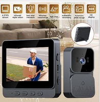 Videoportero Inteligente con Pantalla LCD TFT de 4.3 Pulgadas, Inalámbrico de 2.4G, Gran Angular de 110 Grados, Visión Nocturna, Intercomunicador de Video Bidireccional