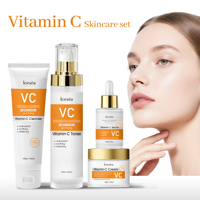 Ensemble de soins éclaircissants à la vitamine C OEM avec nettoyant, tonique, sérum et crème, routine en 4 étapes pour un blanchiment visible et une peau éclatante