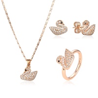 Moda Zircon Popular joyería al por mayor de las mujeres chapado en oro pendientes estilo joyería conjunto collar nuevo anillo pulsera
