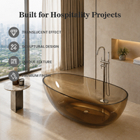Vente directe usine, garantie : Baignoire double en résine transparente, effet cristal coloré, en pierre artificielle, pour maison, hôtel, gîte