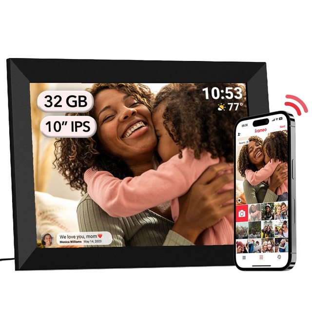 7 Inch Smart WiFi Digital Photo Frame IPS Display 8GB Storage Multi-Touch Screen Gravity Sensor Auto Rotate Remote Upload