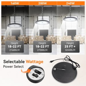 Projecteur LED UFO Industriel 160W 200W 240W IP65 6000K en Aluminium <span class=keywords><strong>pour</strong></span> Entrepôt, Usine, <span class=keywords><strong>Garage</strong></span>, Plafond Intérieur - Stock USA - Product Image 3