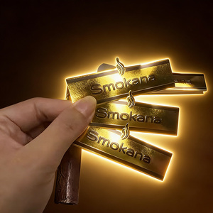 Adhesive Printing Private Logo Roll Vinyl Waterproof Lamination <b>Embossed</b> Gold Foil Weed Cigar Band Wrapper Sticker Label - Product Image 2