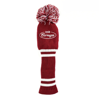 Prix d'usine en gros Housse de tête de driver de golf en laine tricotée brodée sur mesure avec pompon et rayures rétro, Accessoires de golf