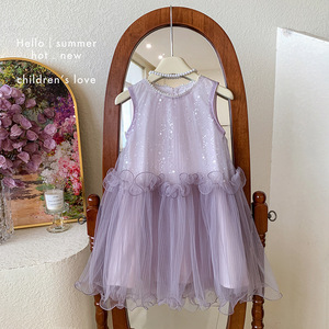 Nuovo Stile 2026 Abiti Estivi per Bambine, <span class=keywords><strong>Vestito</strong></span> da Principessa, Gonna per Bambine in Stile Estero, Gonne in Tulle con Paillettes per Bambine - Product Image 3