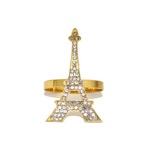 Anneau <span class=keywords><strong>de</strong></span> serviette moderne en alliage d'aluminium écologique et durable, motif Tour Eiffel et <span class=keywords><strong>diamant</strong></span> aquatique, pour décoration <span class=keywords><strong>de</strong></span> table <span class=keywords><strong>de</strong></span> mariage et usage hôtelier - Product Image 5