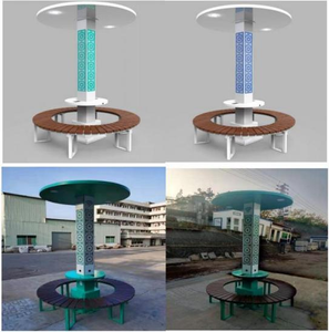 Moderno intelligente batteria solare panchina da giardino all'aperto di energia solare in acciaio zincato Smart Park panca con tetto - Product Image 3