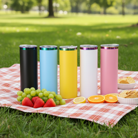Bouteille d'eau personnalisable en acier inoxydable à double paroi de 20 oz, plaquée arc-en-ciel, avec paille, gobelets réutilisables gravés