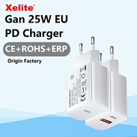 Chargeur USB-C à port unique certifié CE QC3.0 EU 25W à charge rapide avec protection OVP OTP pour Samsung et iPhone