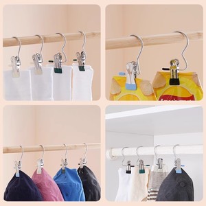 Stainless Steel Clothespins With Hooks Durable Rectangle Shape For Drying Socks Shorts And Trousers Home Use - Product Image 2