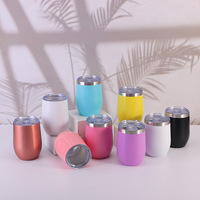 Tasse de voyage personnalisée double paroi 12oz cadeau gobelet à vin en acier inoxydable isolé sous vide en forme d'oeuf avec couvercle et paille