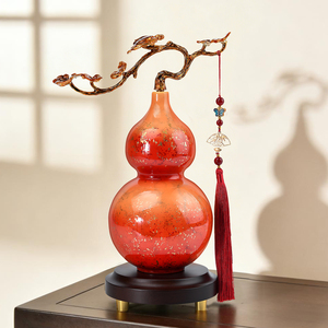 Adorno de calabaza Ruyi de estilo chino, borla roja de latón, decoración de lujo para sala de estar, entrada, regalo de inauguración de la casa - Product Image 4