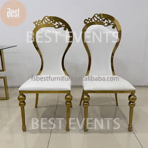 Chaise de banquet moderne en acier inoxydable, chaise de mariage dorée avec coussins, marque BESTEVENTS - Product Image 6