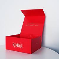Caja de Regalo de Papel Roja de Lujo Personalizada con Cierre Magnético, Impresión de Logotipo en Lámina Dorada y Cartón Rígido para Empaque Premium
