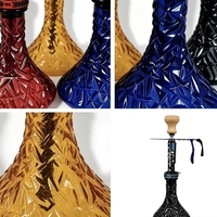 Lot de 6 chichas de luxe imprimées, avec base en aluminium texturé cristal, couleurs rouge, bleu, jaune, noir – Vente en gros