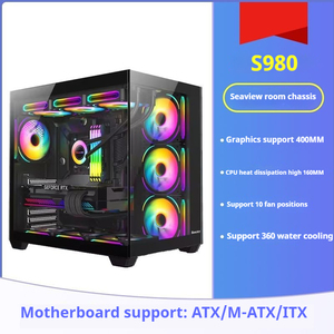 Huntkey S980/960 Tornado edición panorámica vista al mar Rack ATX Metal computadora <span class=keywords><strong>de</strong></span> escritorio <span class=keywords><strong>caja</strong></span> principal sin columna 360 refrigeración por agua - Product Image 4